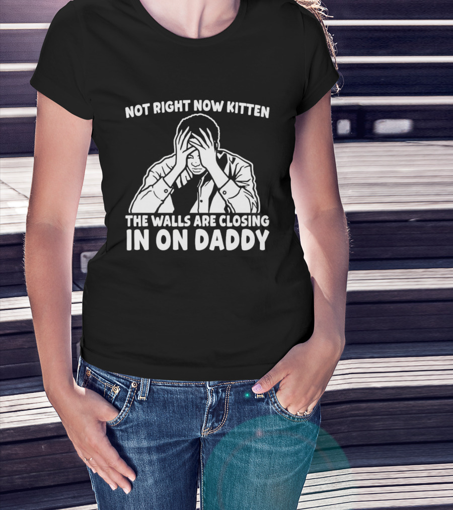 Not Right Now Kitten The Walls Are Closing In On Daddy Stress Humor T-Shirt