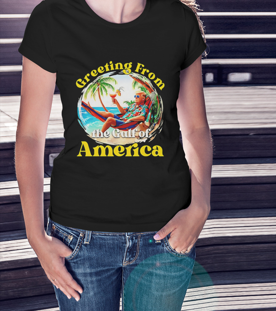 Greeting From The Gulf Of America Tropical Beach Scene T-Shirt