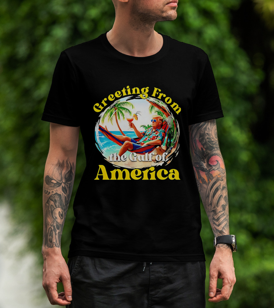 Greeting From The Gulf Of America Tropical Beach Scene T-Shirt