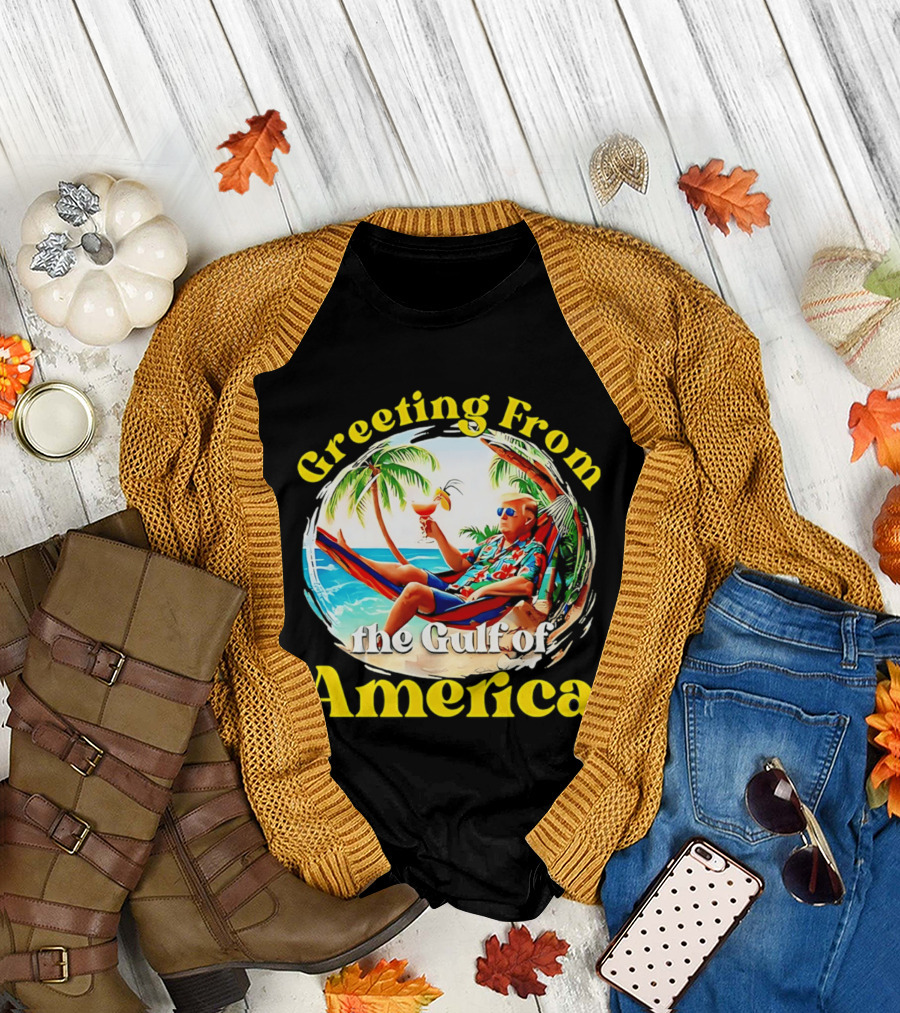Greeting From the Gulf of America Tropical Beach Scene T-Shirt
