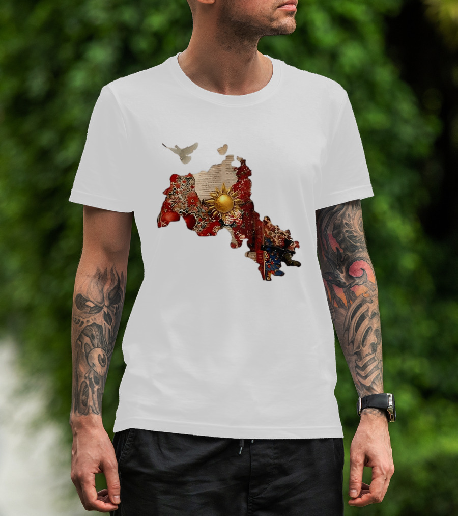 Map Of Kurdistan With Sun And Peace Dove T-Shirt