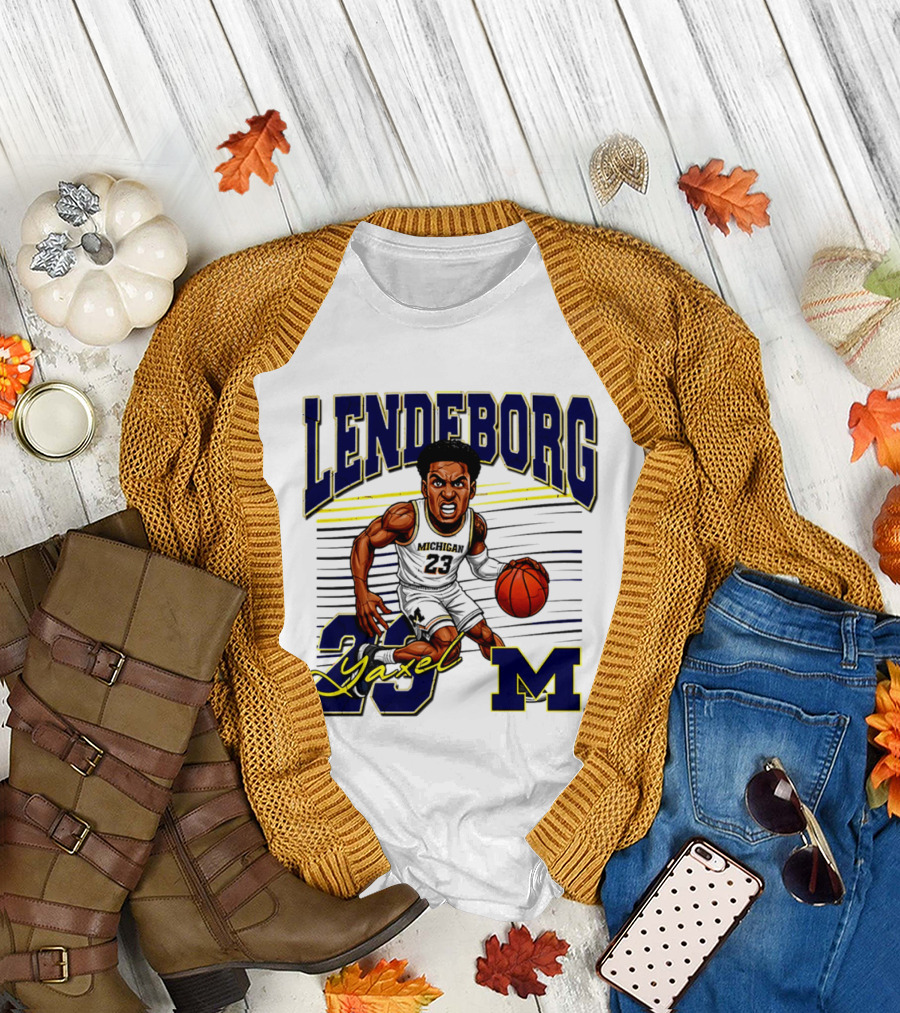 Lendeborg Yaxel 23 Michigan Basketball Caricature M T-Shirt