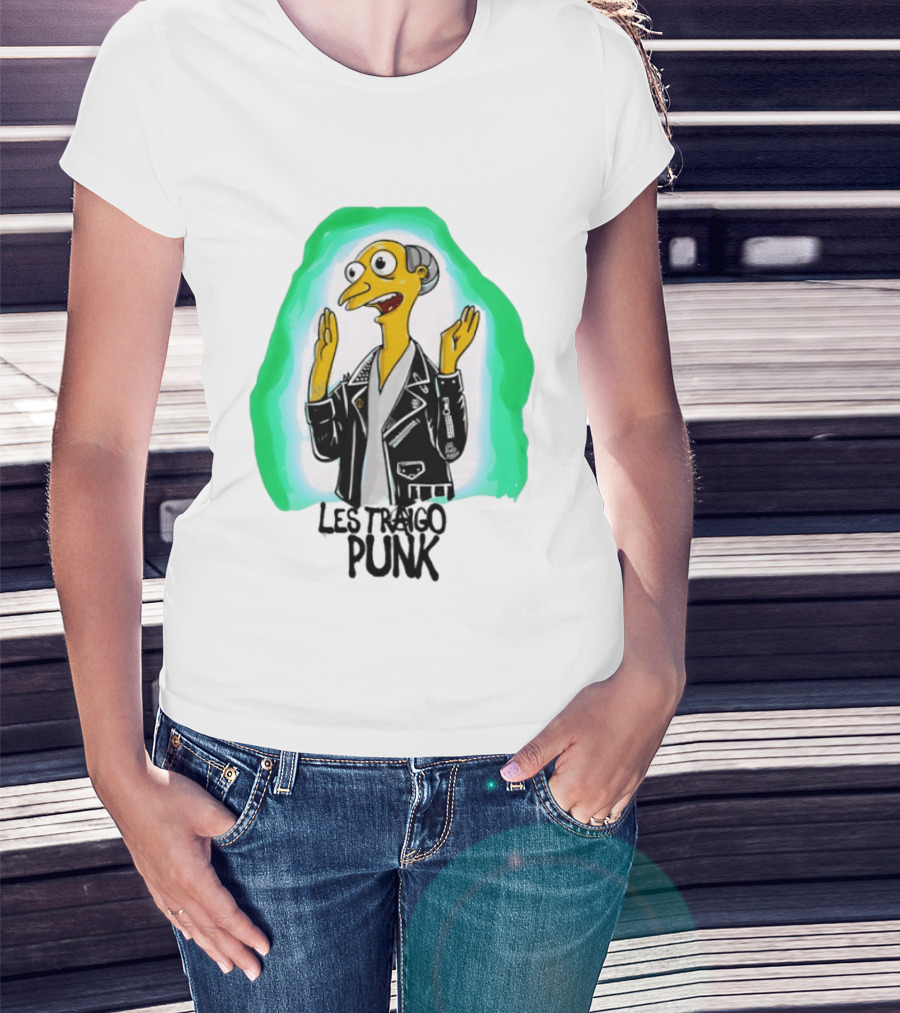 Mr Burns Les Traigo Punk Leather Jacket Green Aura T-Shirt