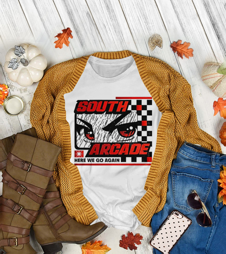 South Arcade Here We Go Again Checkerboard Eyes T-Shirt