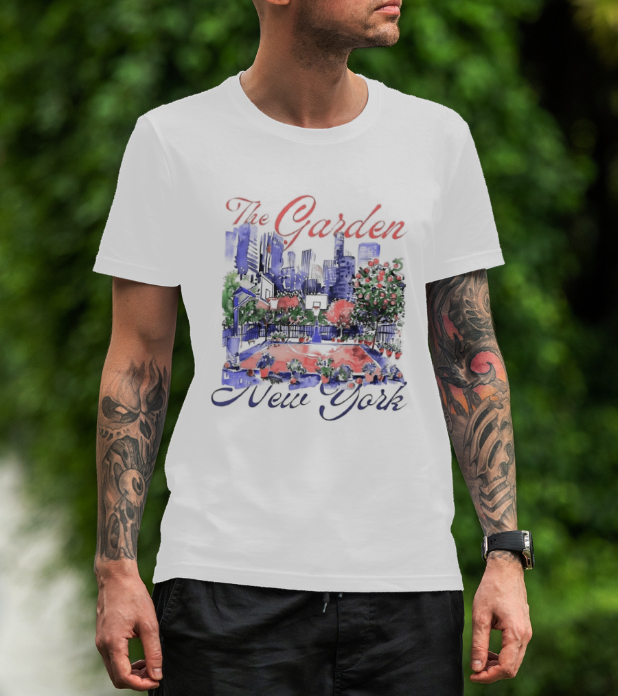 The Garden New York Basketball Court Cityscape T-Shirt