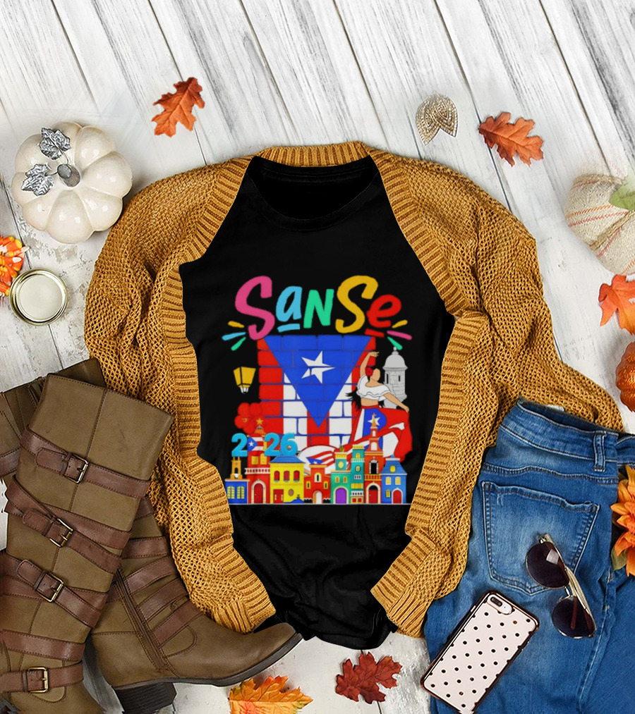 Sanse Festival 2026 Puerto Rican Culture Celebration San Sebastian Balcones De Cora T-Shirt