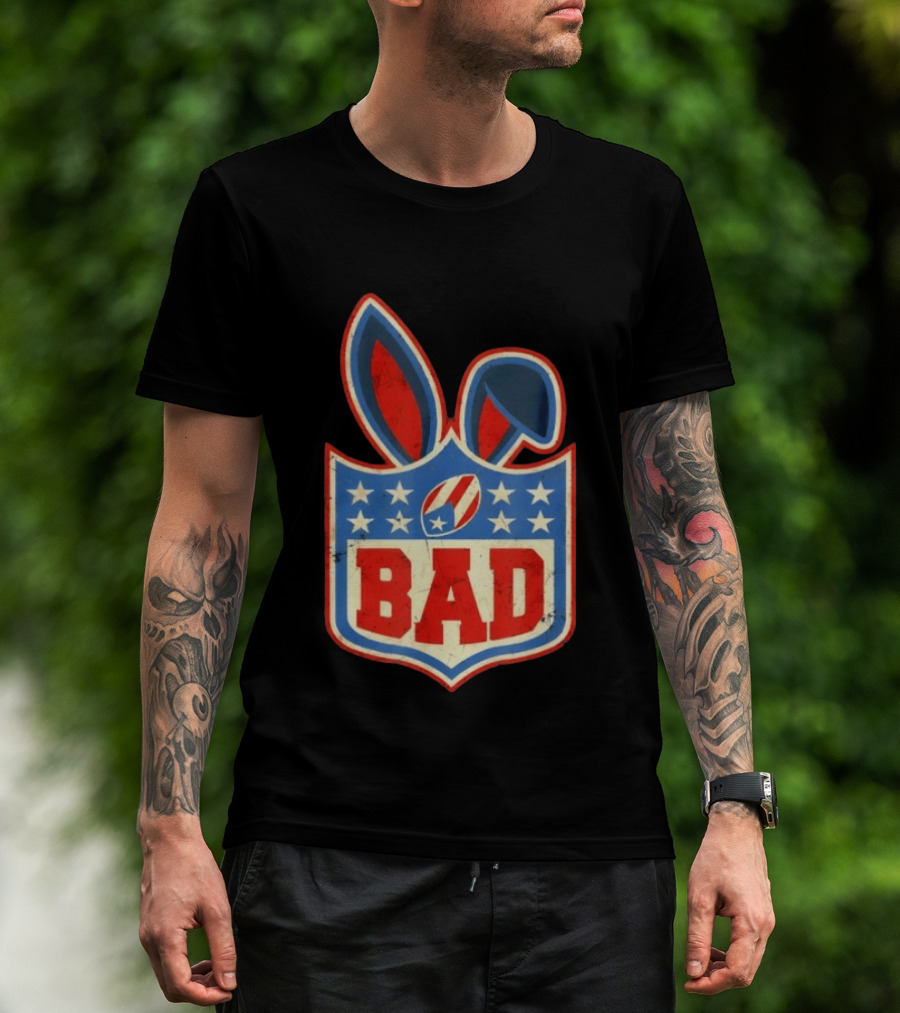 BAD Bunny Football Old School NFL Shield T-Shirt