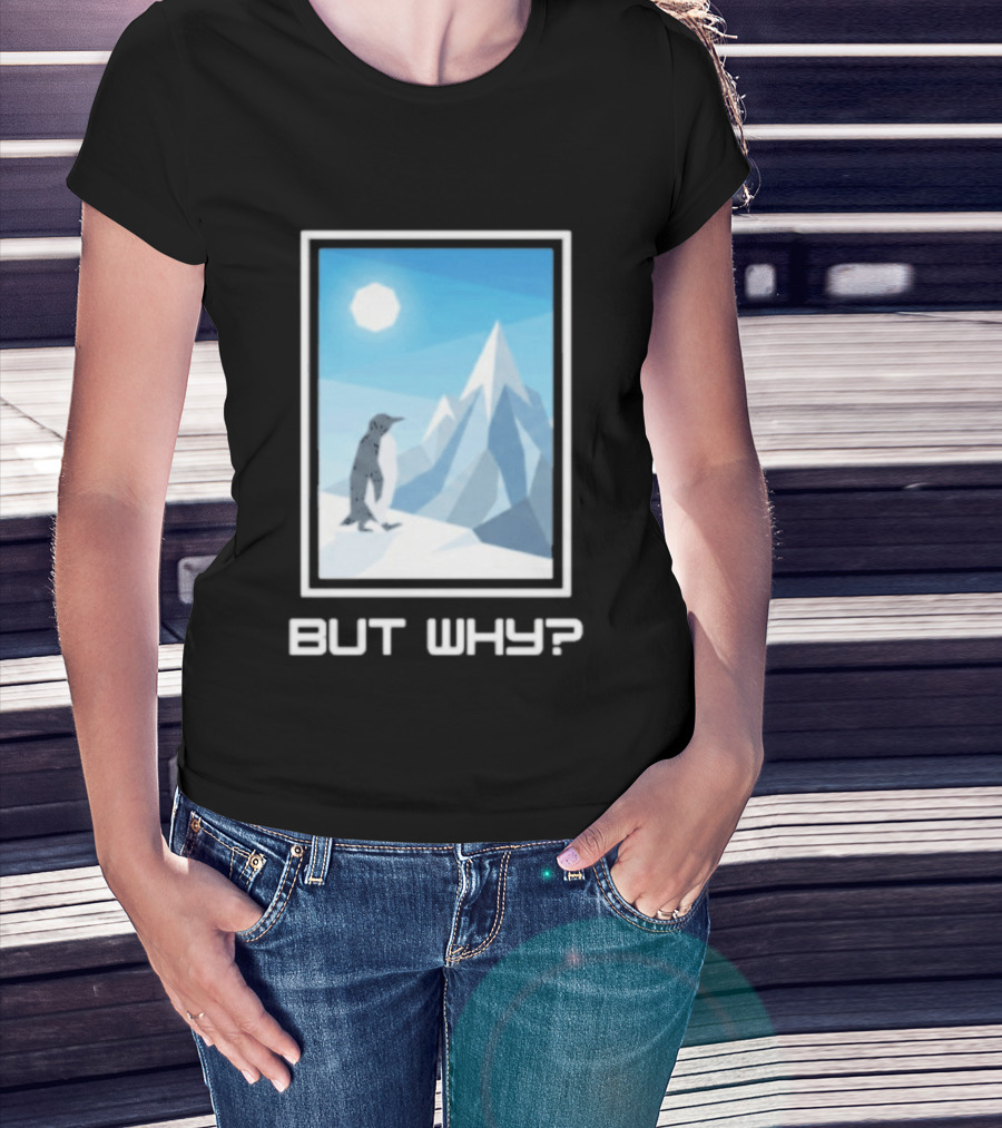 But Why Penguin Northward Bound Minimalist Arctic Framed T-Shirt