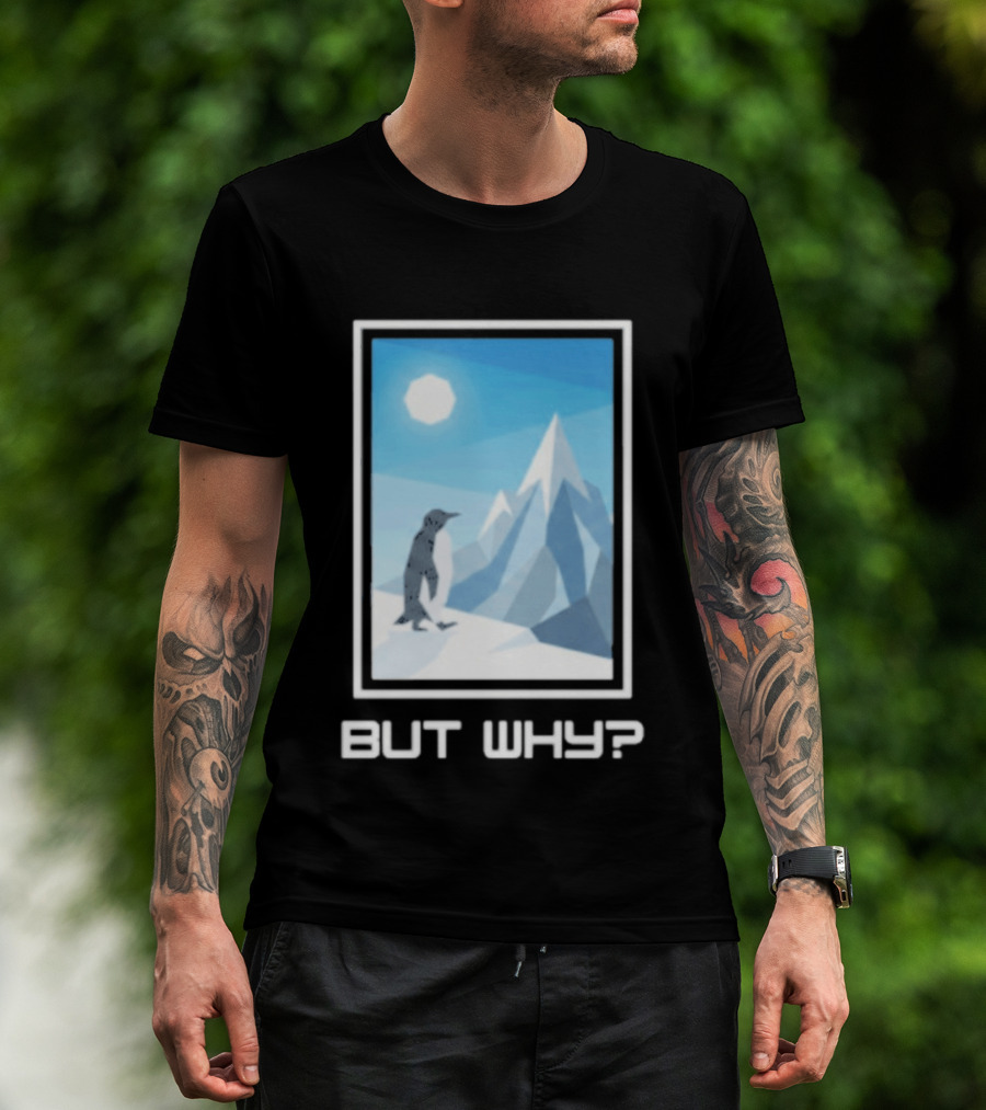 But Why Penguin Northward Bound Minimalist Arctic Framed T-Shirt