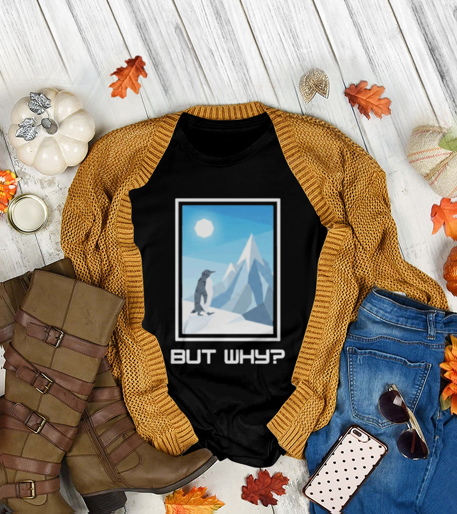 But Why Penguin Northward Bound Minimalist Arctic Framed T-Shirt