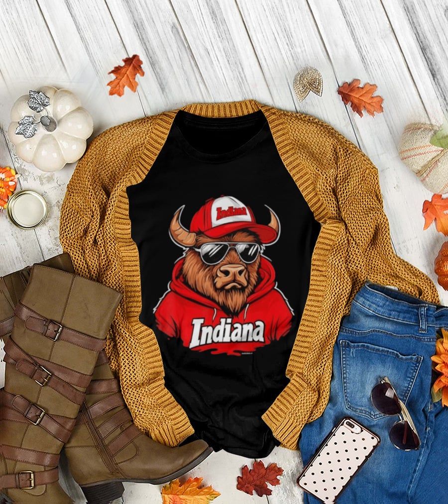 Indiana Bison Vintage Throwback Swea with Sunglasses and Hat T-Shirt