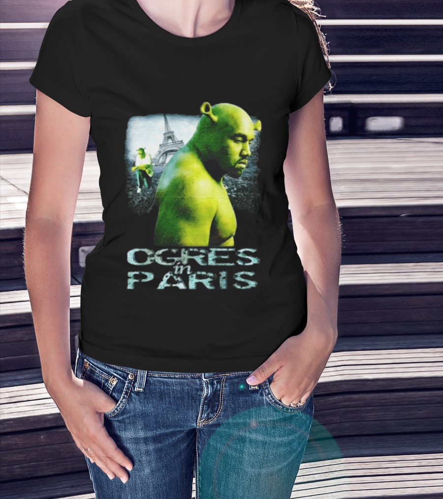 Shrek Kanye West Ogres In Paris Eiffel Tower Mashup T-Shirt