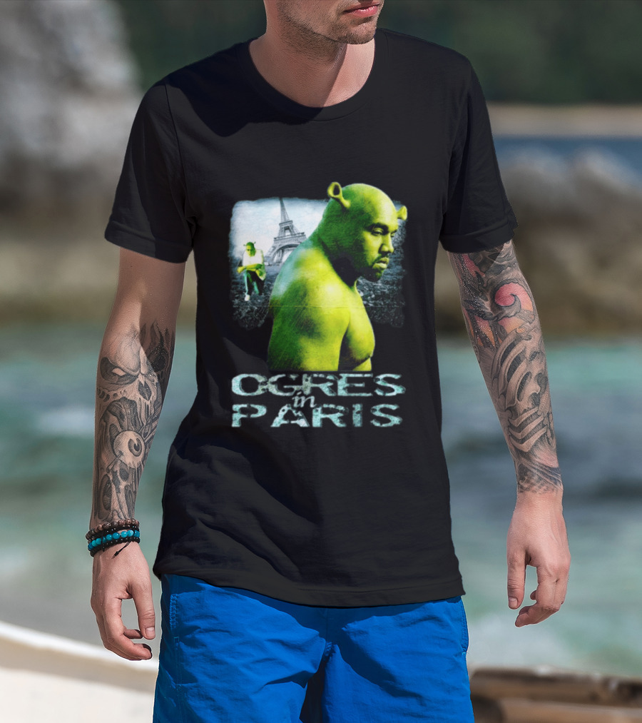 Shrek Kanye West Ogres In Paris Eiffel Tower Mashup T-Shirt