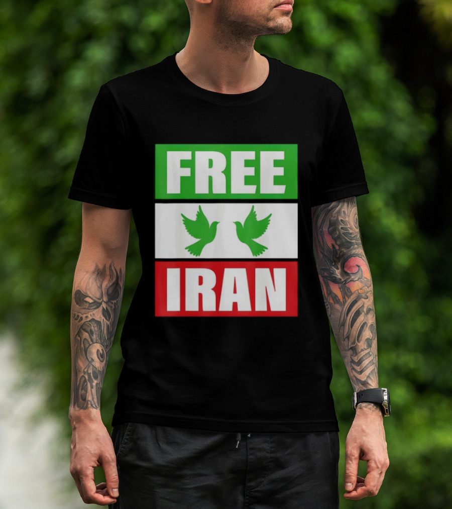 Free Iran Green White Red Peace Doves Freedom T-Shirt