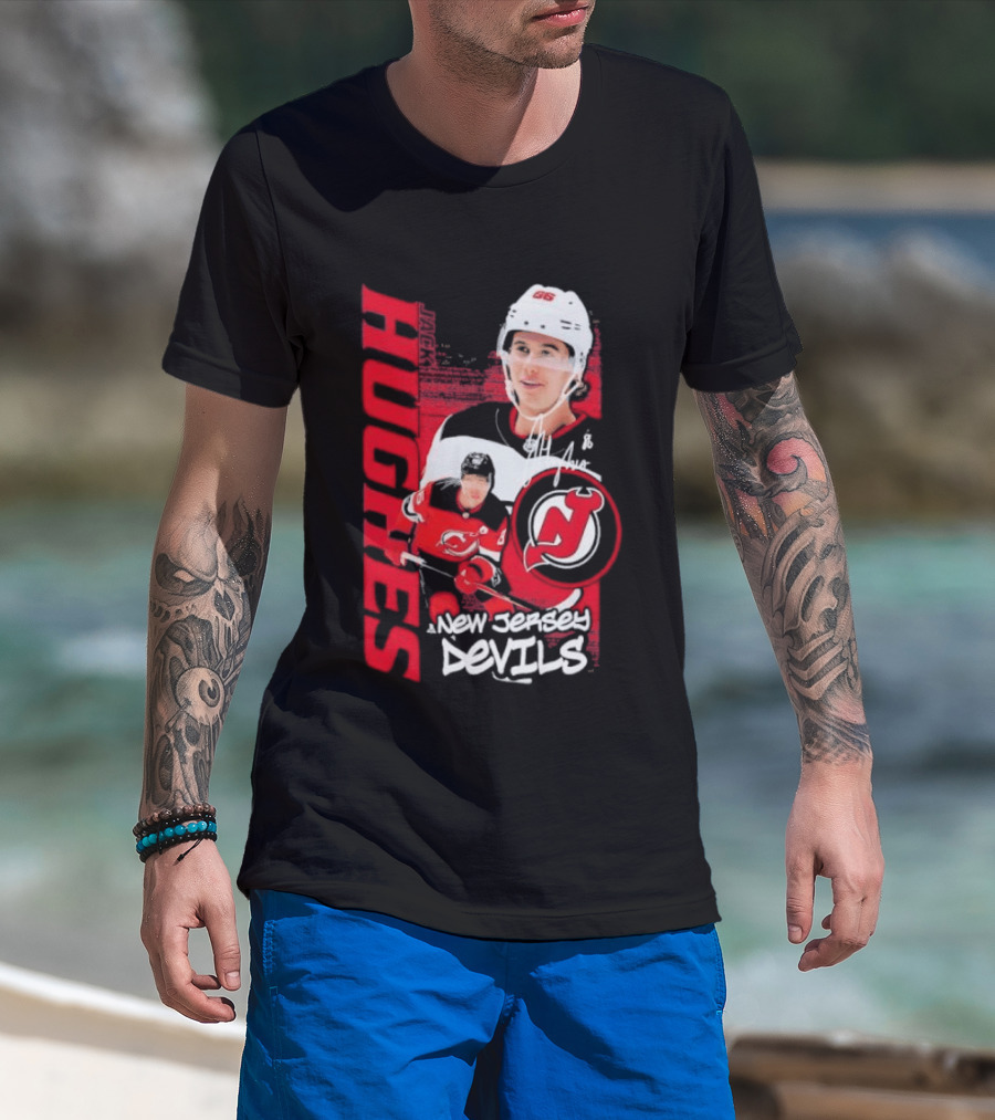New Jersey Devils Jack Hughes Playmaker Hockey Legend T-Shirt