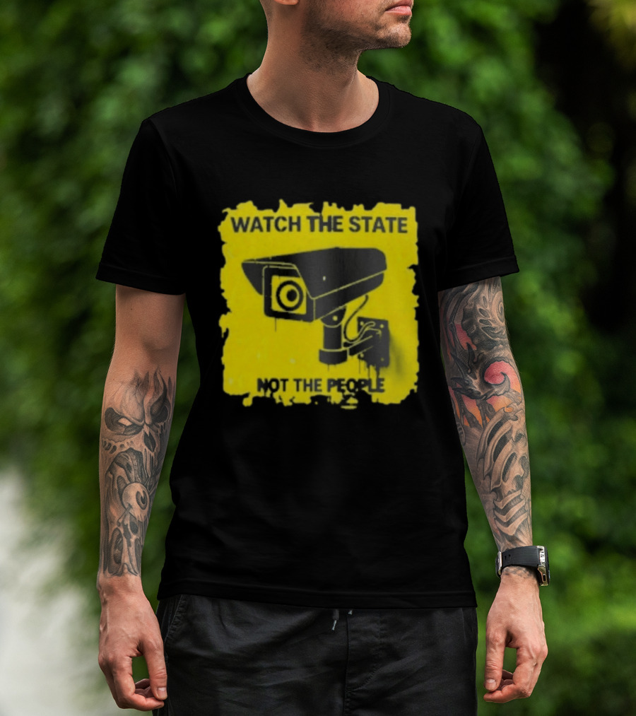 THE STATE NOT THE PEOPLE Yellow Surveillance Camera T-Shirt