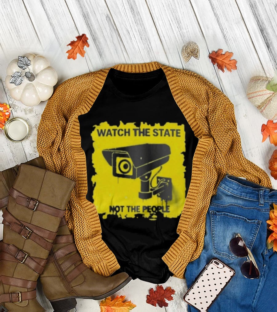 THE STATE NOT THE PEOPLE Yellow Surveillance Camera T-Shirt