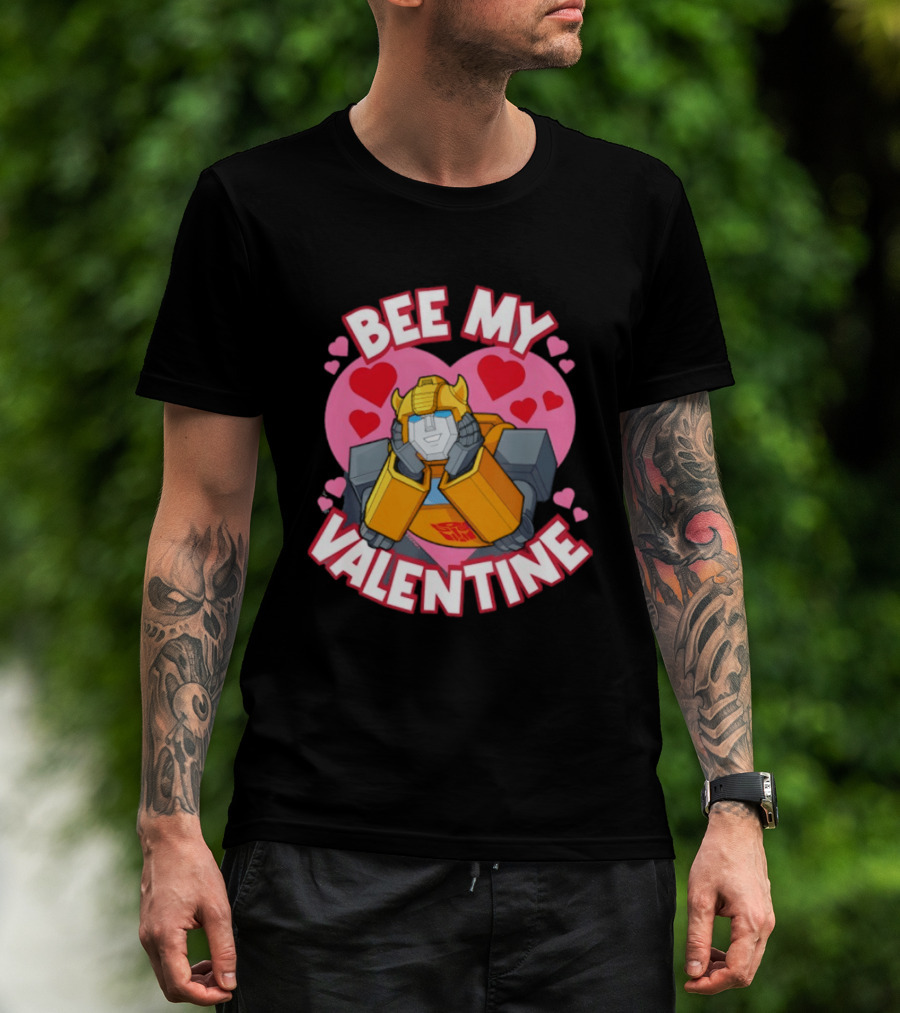 BEE MY VALENTINE Transformers Bumblebee Valentine's Day Hearts T-Shirt