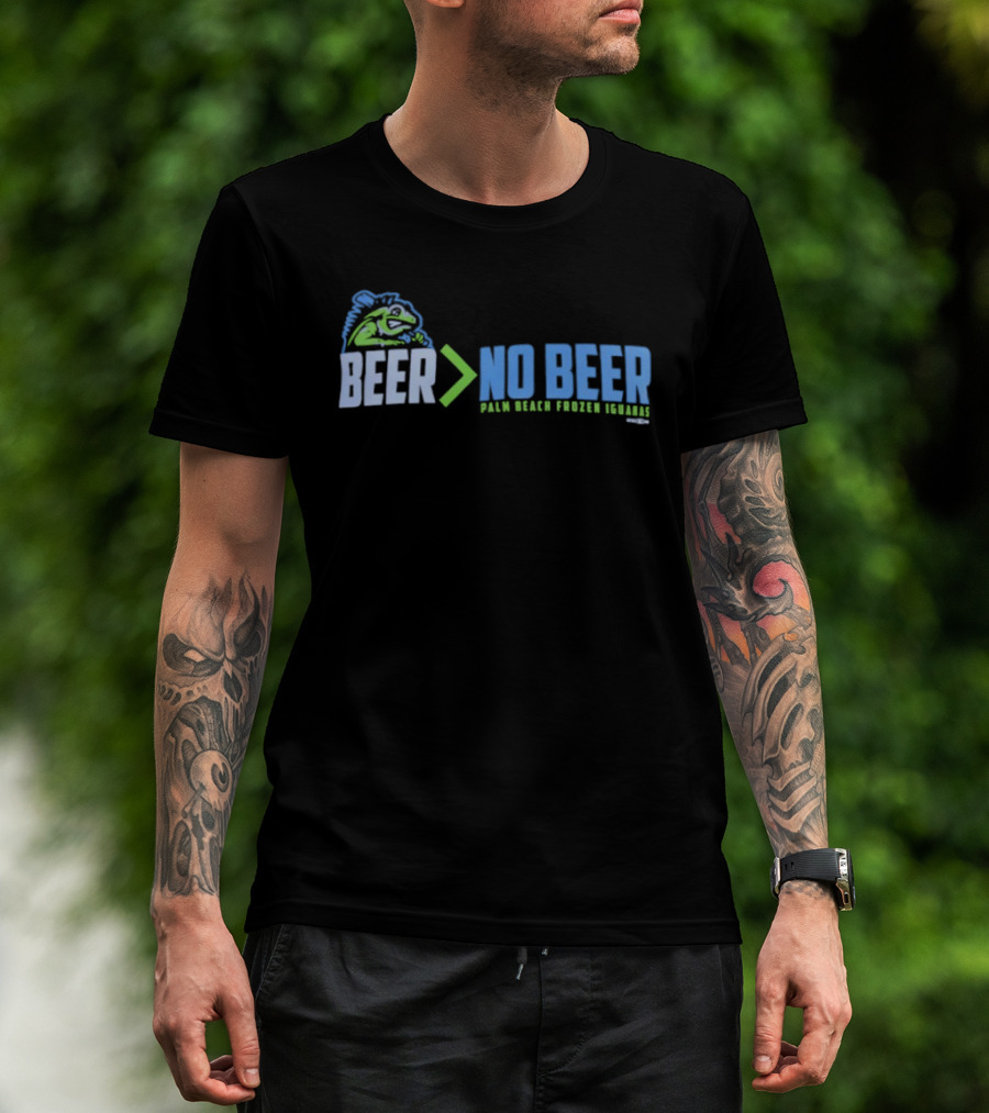 Palm Beach Frozen Iguanas Beer Greater Than No Beer T-Shirt