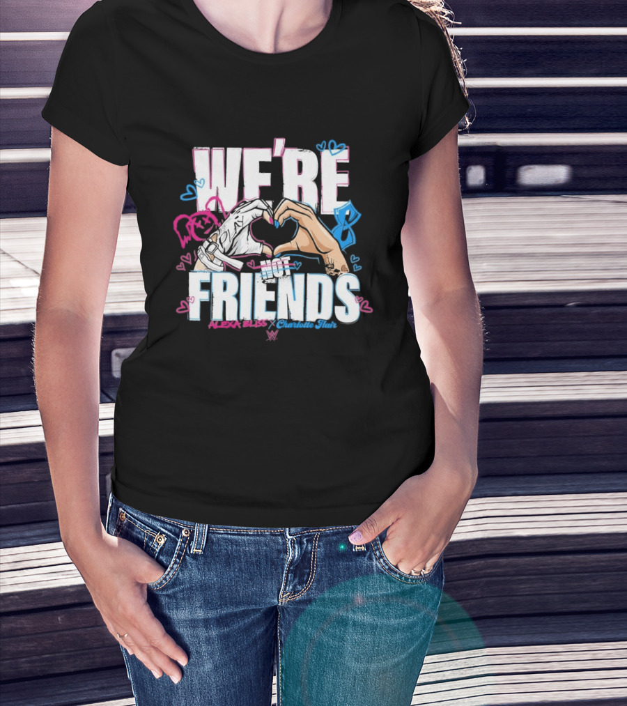 WWE Alexa Bliss Charlotte Flair We're Not Friends Hand Heart Gesture T-Shirt