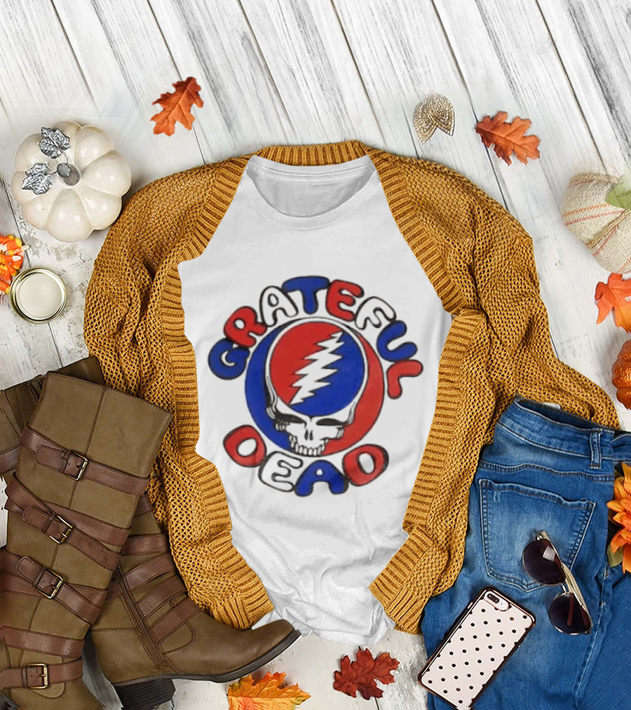 Grateful Dead Steal Your Face Skull Red Blue Bolt T-Shirt
