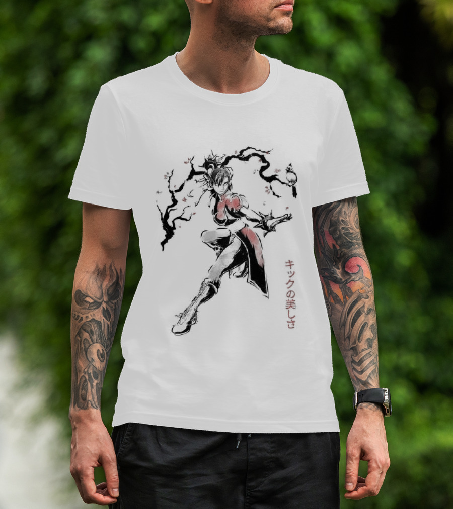 Chun Li SF The Kicking Beauty Sumi E Calligraphy Brush T-Shirt