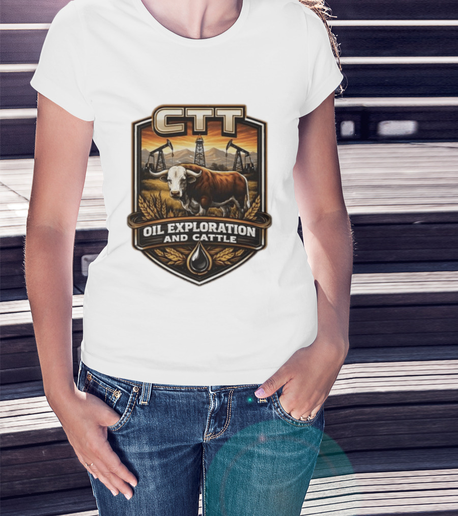 CTT Oil Exploration And Cattle Pumpjack Bull T-Shirt