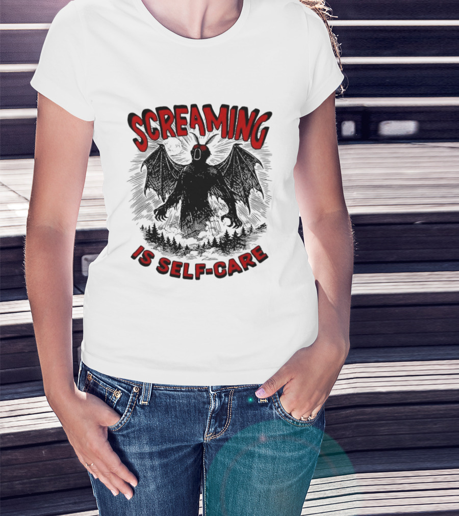 Screaming Is Self Care Mothman Meme T-Shirt