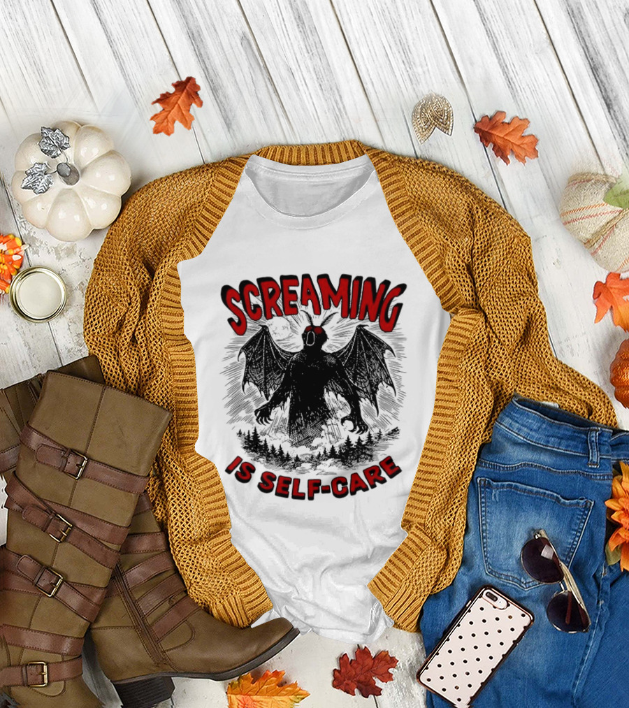 Screaming Is Self Care Mothman Meme T-Shirt
