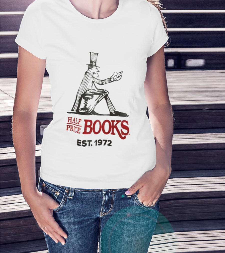Half Price Books Est 1972 Vintage Gentleman Reading T-Shirt