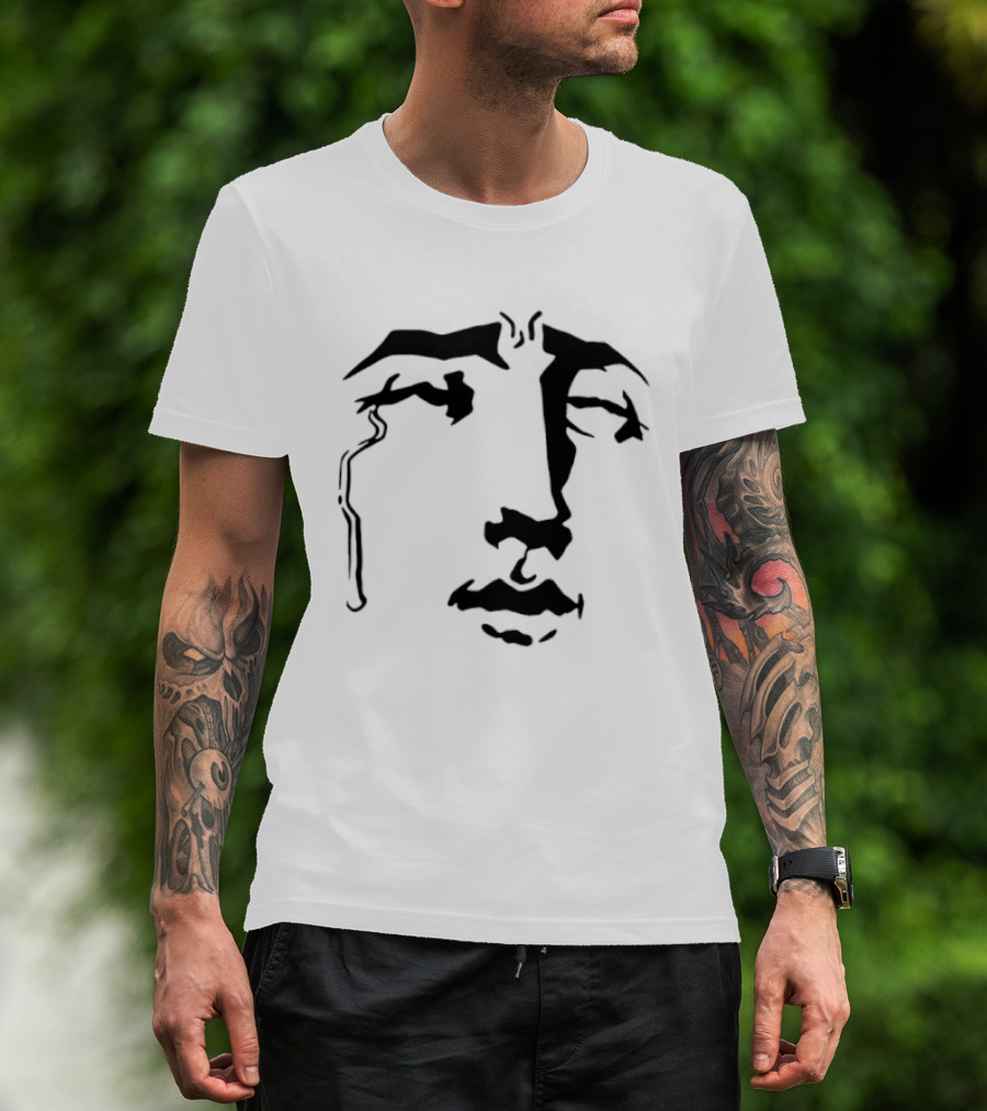 Crying Anime Meme Face Expression Black Line T-Shirt