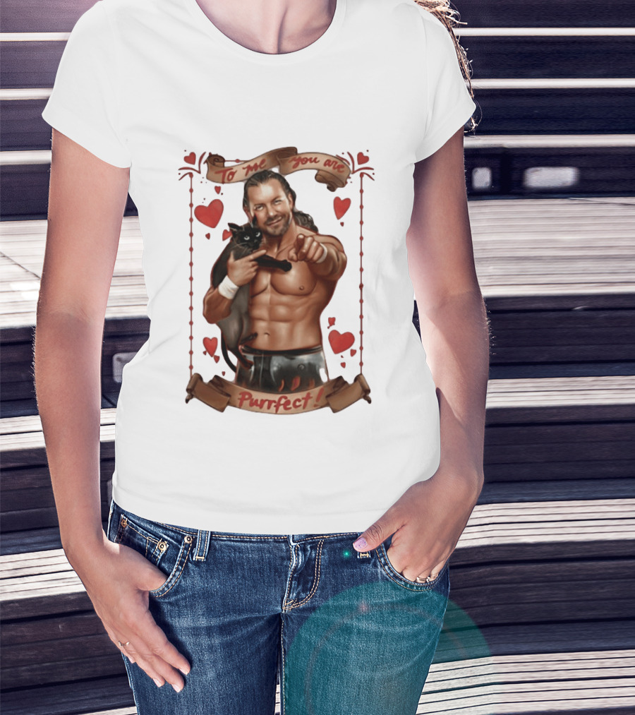 To Me You Are Purrfect Kenny Omega With Black Cat And Hearts T-Shirt