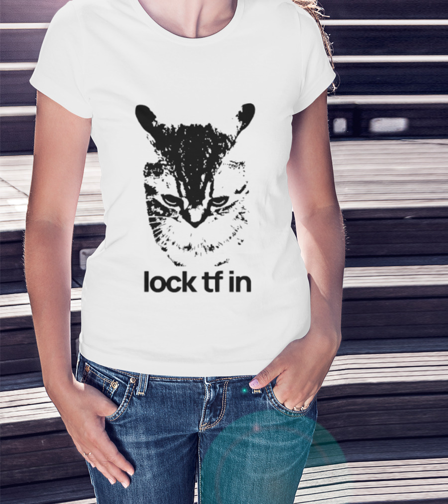 Lock TF In Cat Black Silhouette Image T-Shirt