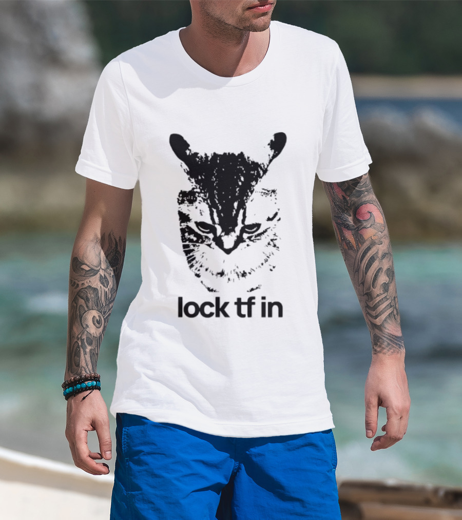 Lock TF In Cat Black Silhouette Image T-Shirt