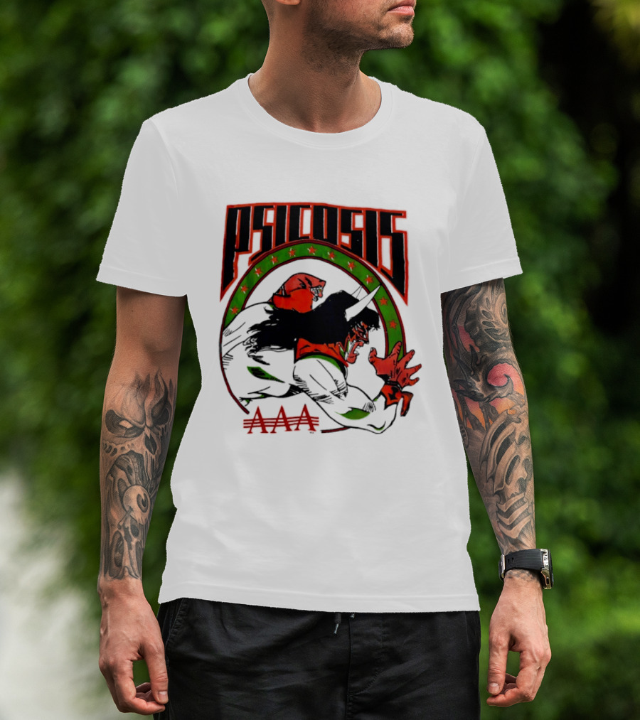 Psicosis AAA Wrestling Promotion Luchador Mask Art Comic T-Shirt