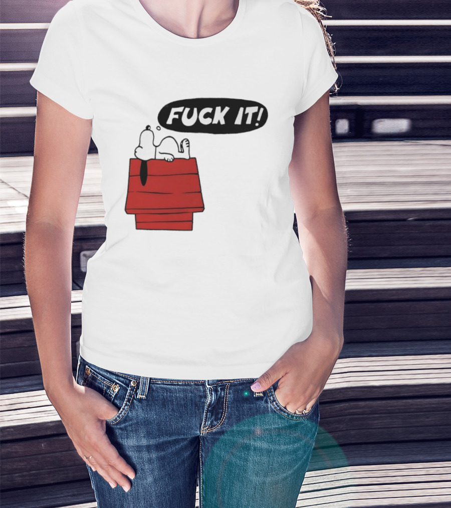 Snoopy Fuck It Relaxing On Doghouse Peanuts Humor T-Shirt