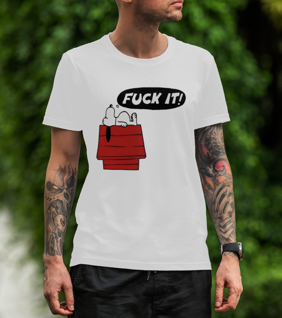 Snoopy Fuck It Relaxing On Doghouse Peanuts Humor T-Shirt