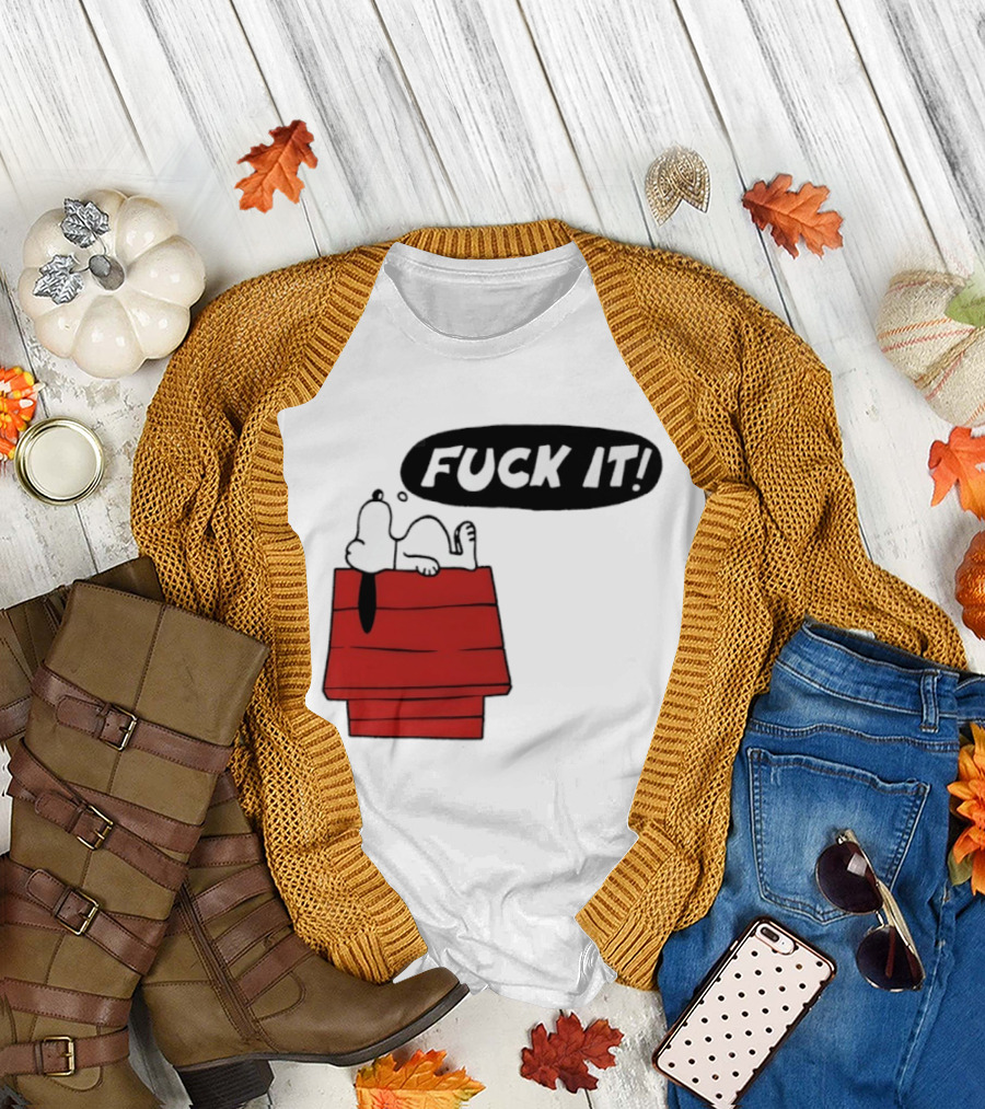 Snoopy Fuck It Relaxing on Doghouse Peanuts Humor T-Shirt