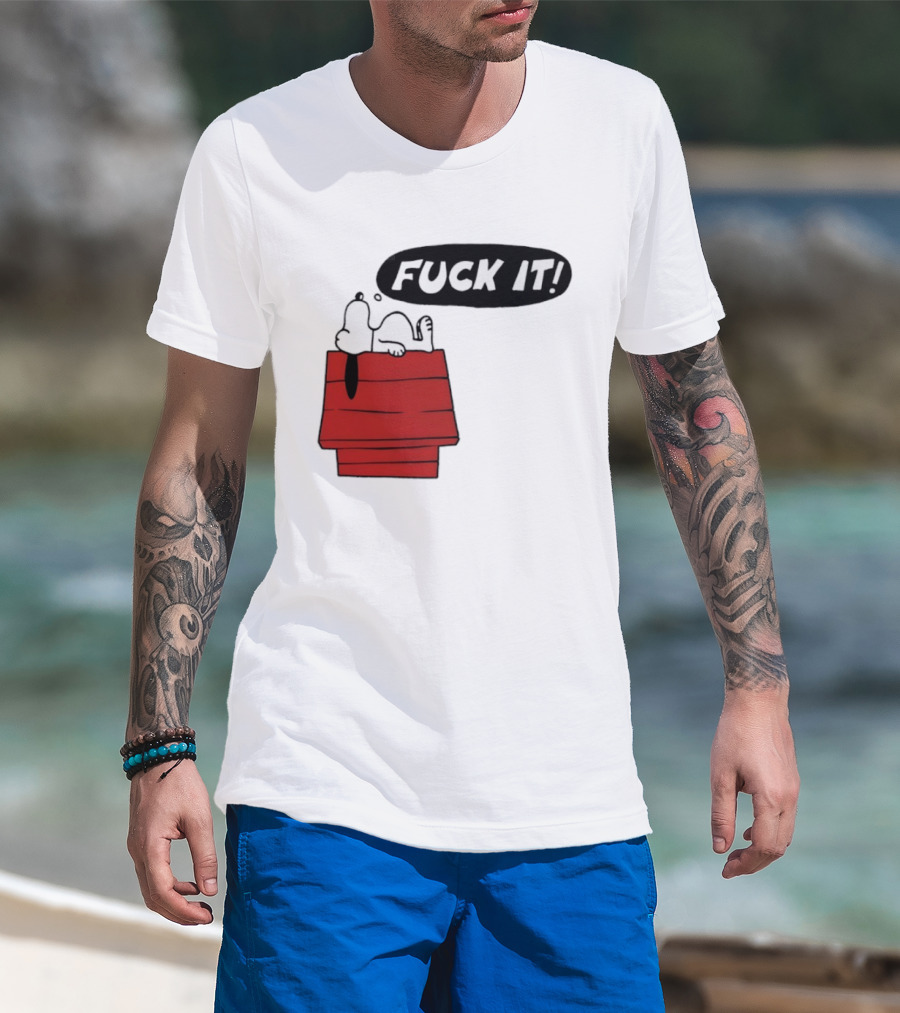 Snoopy Fuck It Relaxing On Doghouse Peanuts Humor T-Shirt