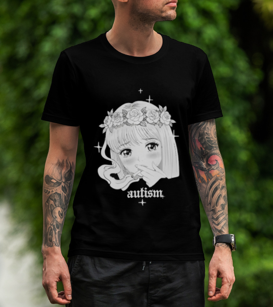 Autism Anime Girl Smoking Flower Crown Aesthetic T-Shirt