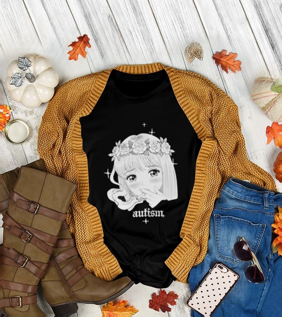 Autism Anime Girl Smoking Flower Crown Aesthetic T-Shirt