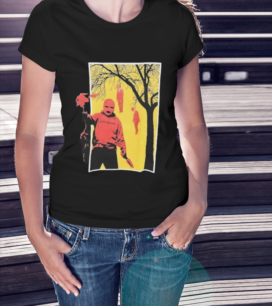 Glassjaw Save Plant A Tree Red Masked Figure With Hanging Figures And Tree T-Shirt