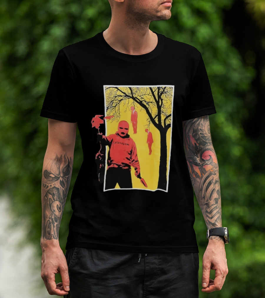 Glassjaw Save Plant A Tree Red Masked Figure With Hanging Figures And Tree T-Shirt