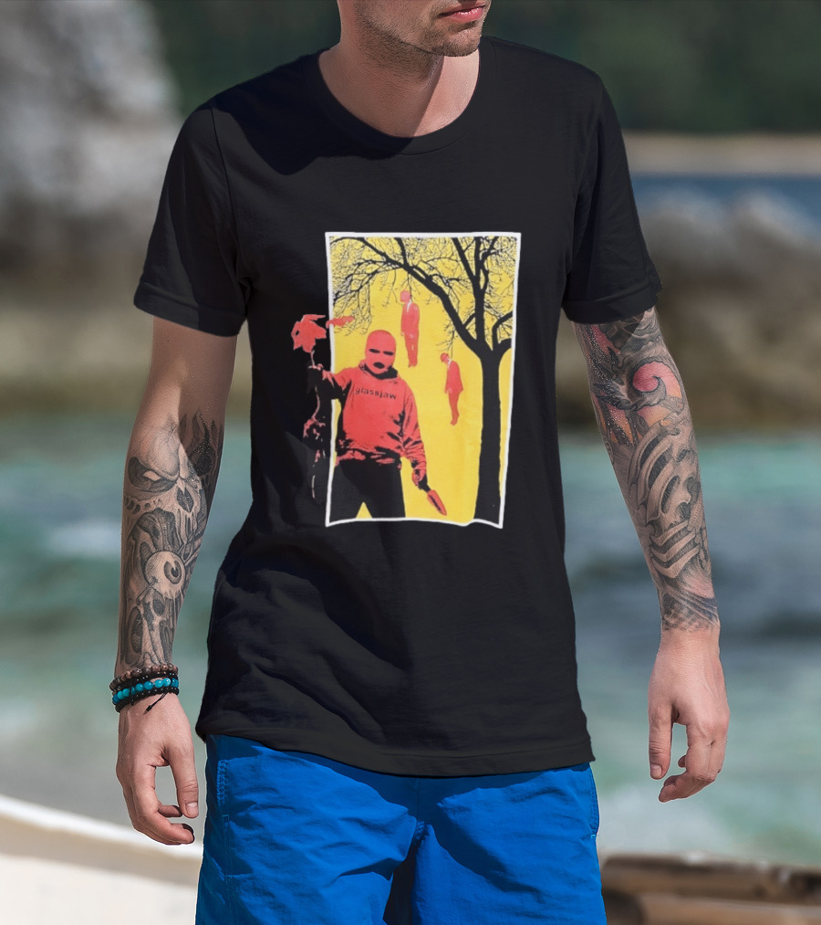 Glassjaw Save Plant A Tree Red Masked Figure With Hanging Figures And Tree T-Shirt