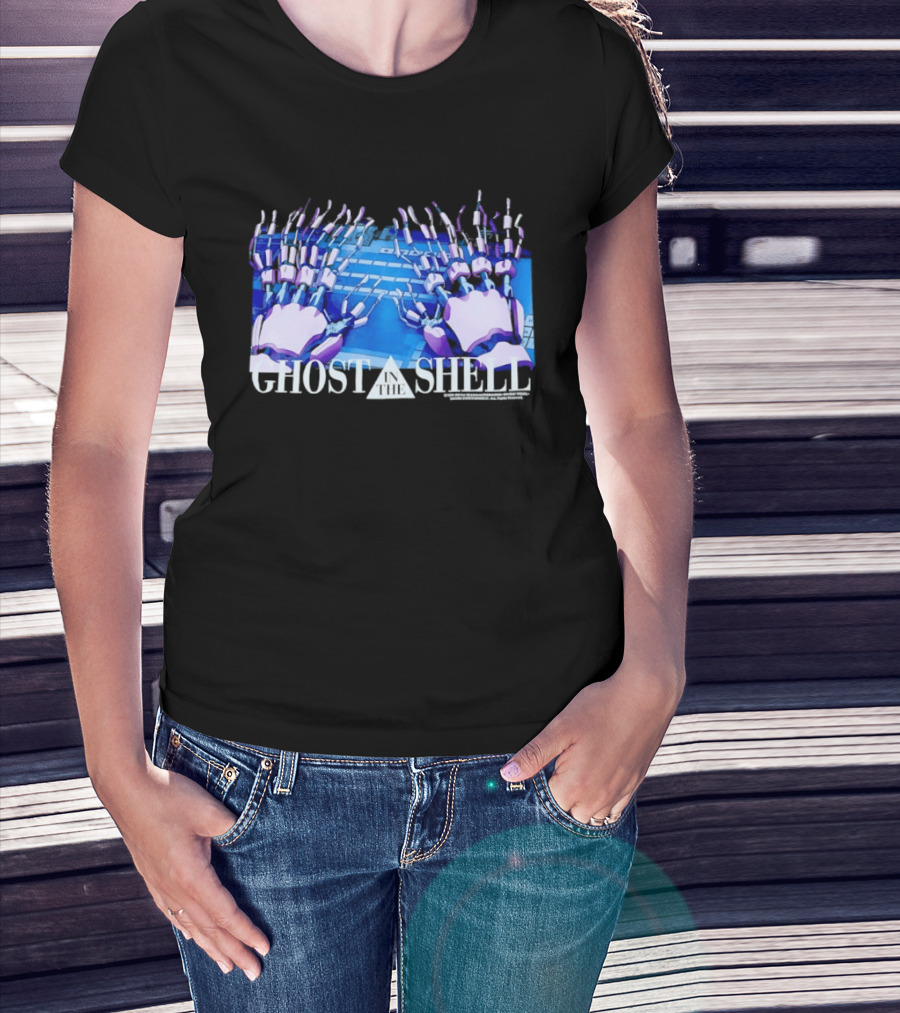 Holographic Robotic Hands Ghost In The Shell 1999 Cyber Tech T-Shirt