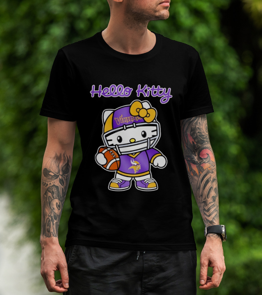 Hello Kitty Minnesota Vikings Football Fan Art Collaboration T-Shirt