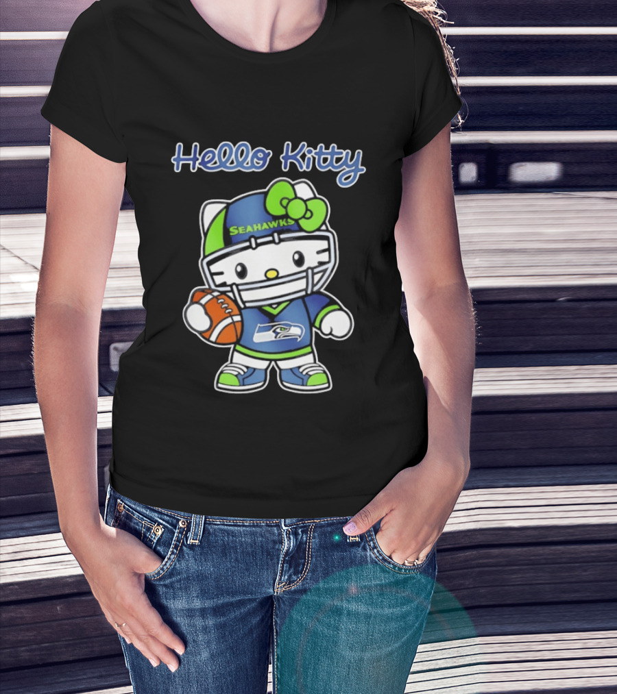 Hello Kitty Seahawks Football Collaboration T-Shirt