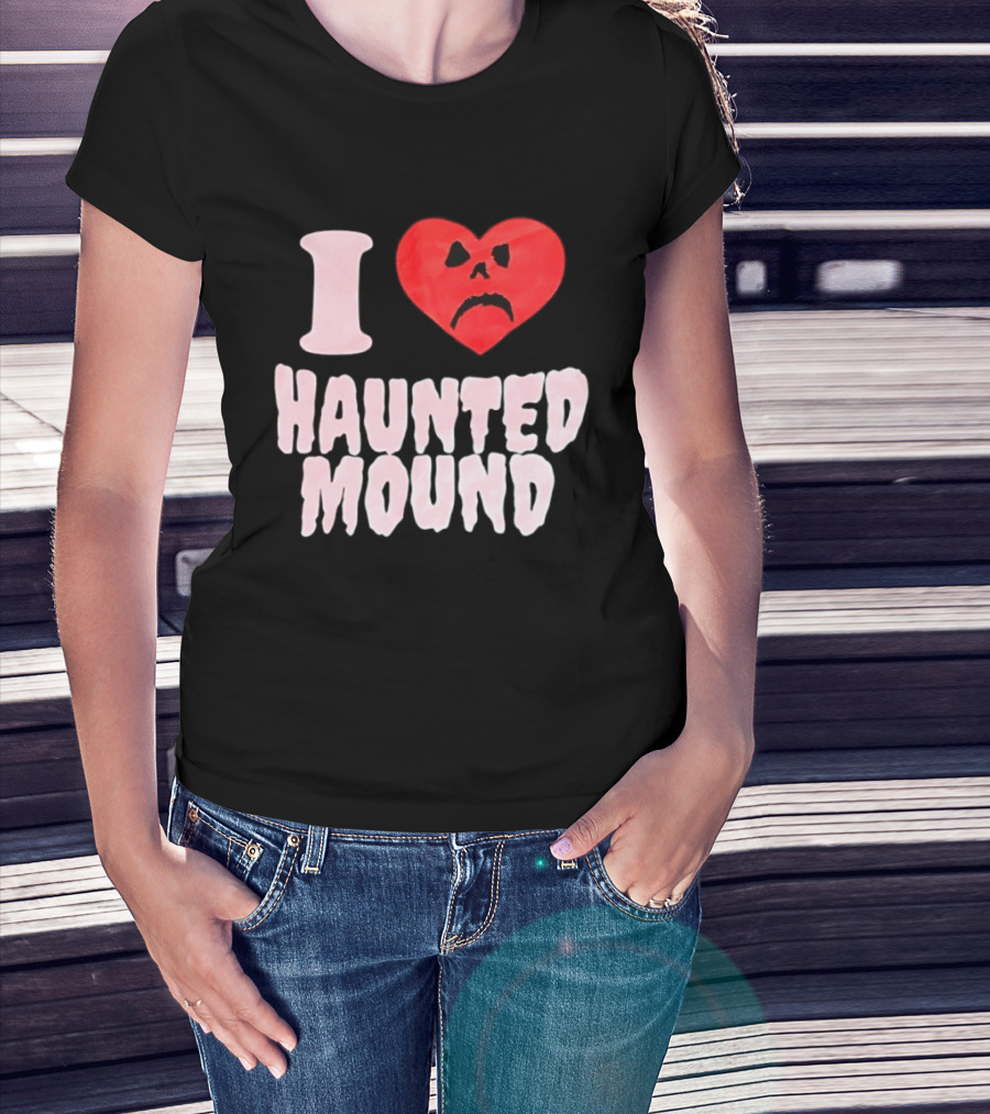 I Love Haunted Mound Heart Face T-Shirt