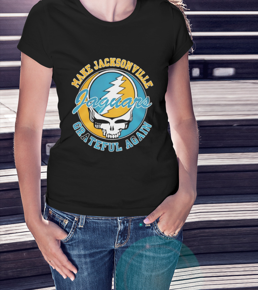 Jacksonville Jaguars Make Jacksonville Grateful Again Skulls And Lightning T-Shirt