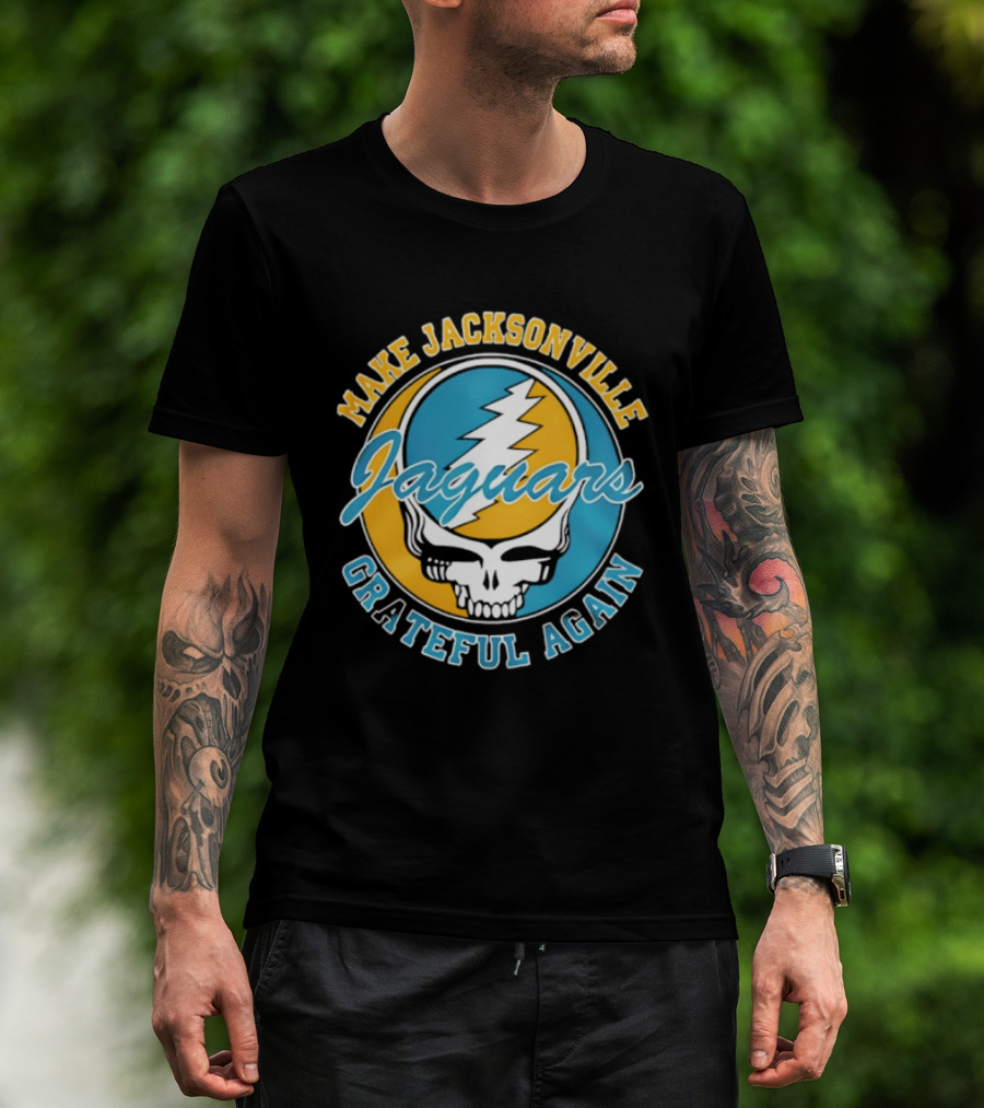 Jacksonville Jaguars Make Jacksonville Grateful Again Skulls And Lightning T-Shirt